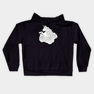 Vintage Unicorn Flower Sketch Kids Hoodie